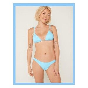 NWT PINK Victoria's Secret XXL Blue Breeze Crinkle 2 Piece Bikini Top & Bottom